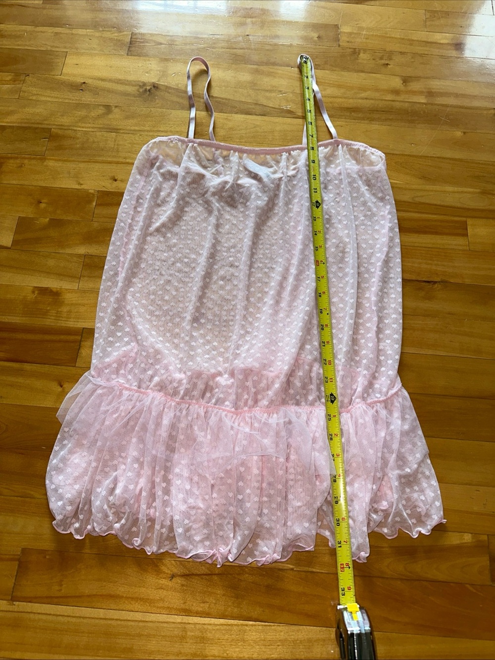 Wild Fable Womens XL Pink Heart Lace Slip Dress Sheer Ruffle Coquette Y2K - Picture 8 of 9